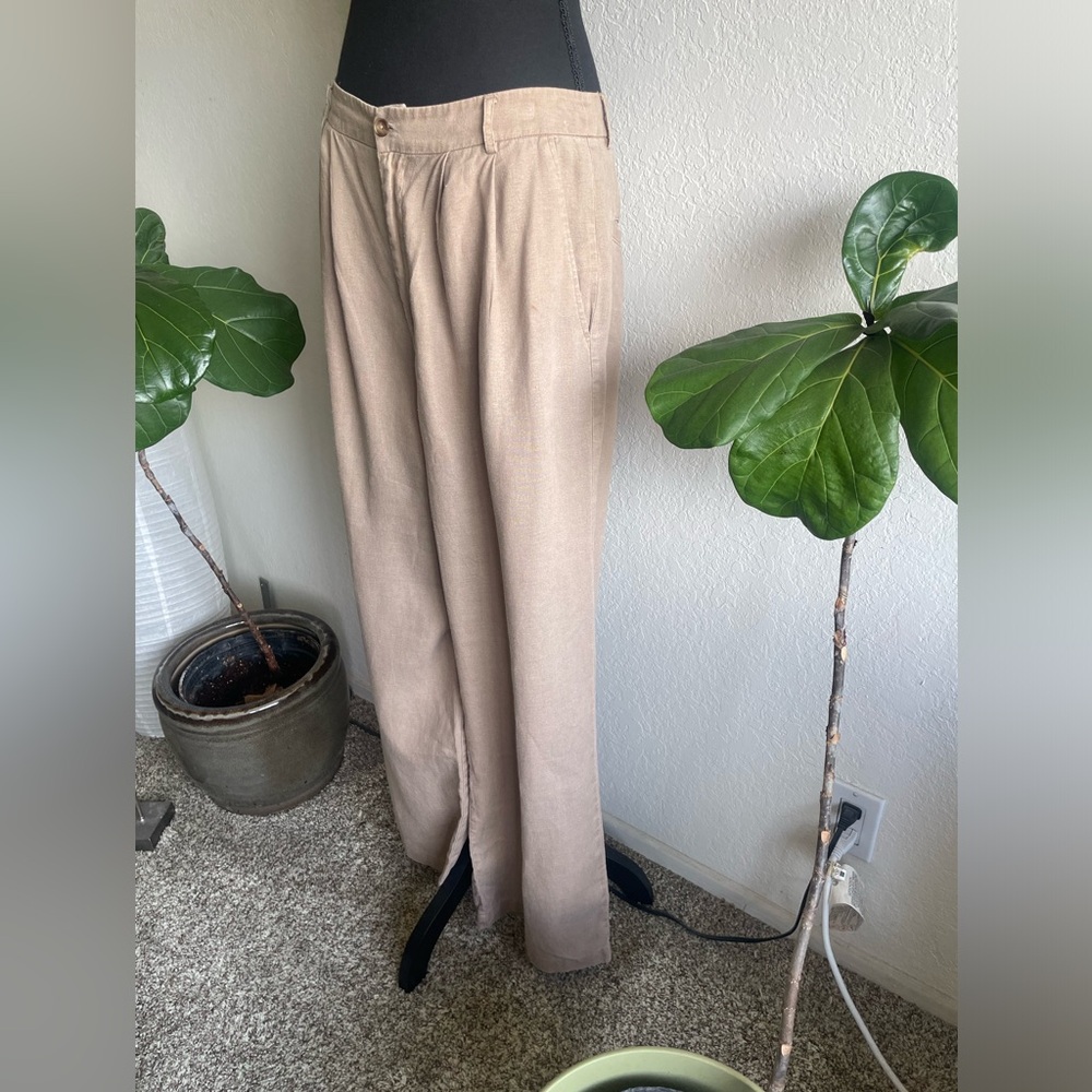 Reformation Tan Wide-Leg Linen Pants size 10 - Picture 2 of 7
